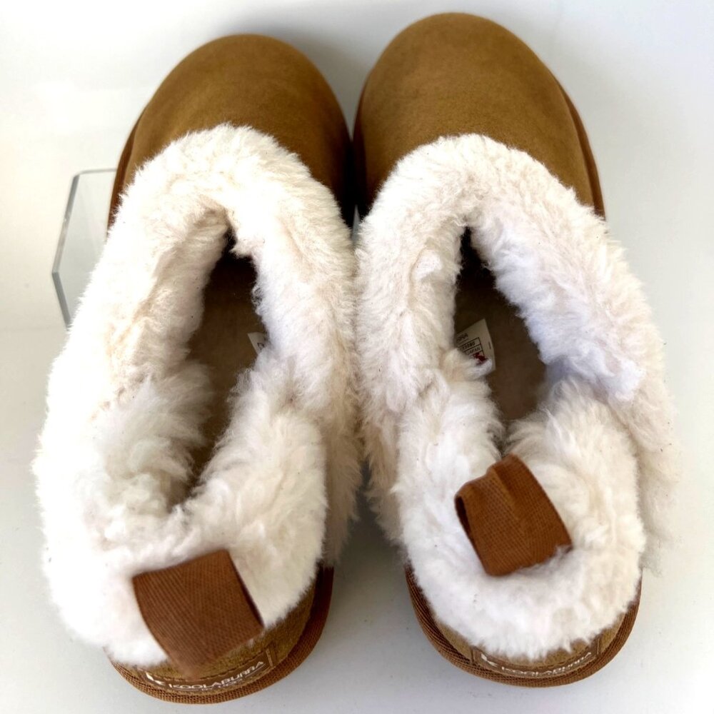 Koolaburra Chestnut Brown Suede Shearling Clog Booties - Picture 4 of 8